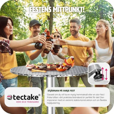 tectake Cafébord i aluminium Ø60cm justerbart i höjdled - 5,8 cm