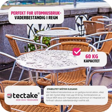 tectake Cafébord i aluminium Ø60cm justerbart i höjdled - 5,8 cm