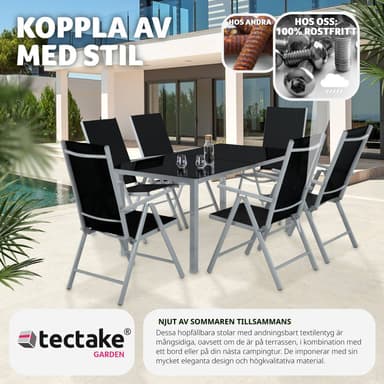 tectake 6 hopfällbara trädgårdsstolar i aluminium - silver