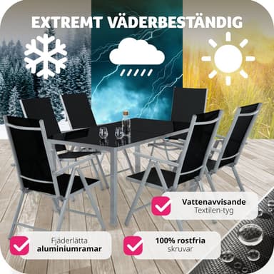 tectake 6 hopfällbara trädgårdsstolar i aluminium - silver