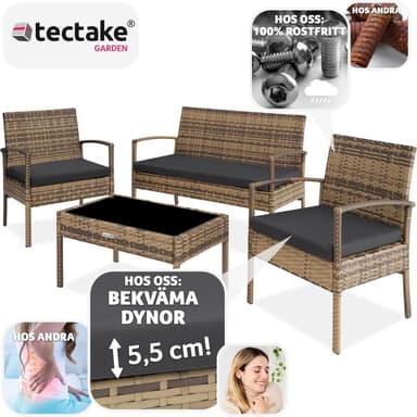 tectake Soffgrupp Sparta i konstrotting - natur