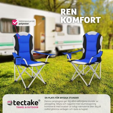 tectake Campingstol med stoppad dyna, hopfällbar - blå