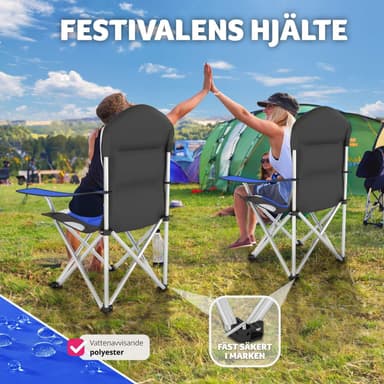tectake Campingstol med stoppad dyna, hopfällbar - blå