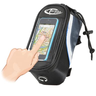 tectake Cykelväska för smartphones - 18 x 8,5 x 8,5 cm, svart/grå/blå