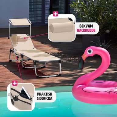 tectake Solstol Aurelie i aluminium, 6-stegs justerbar - beige