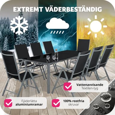 tectake 8 hopfällbara trädgårdsstolar i aluminium - antracit