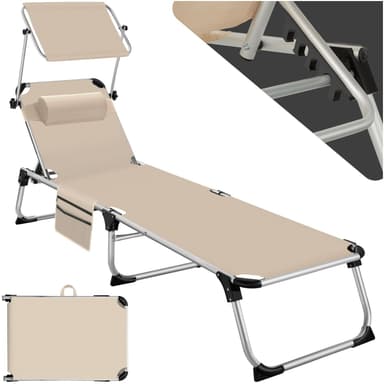 tectake Solstol Aurelie i aluminium, 6-stegs justerbar - beige