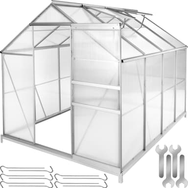 tectake Aluminiumväxthus med fundament - 250 x 185 x 195 cm