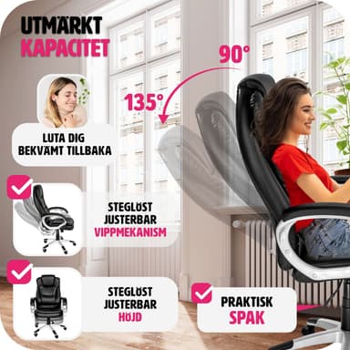 tectake Kontorsstol Zulu - svart