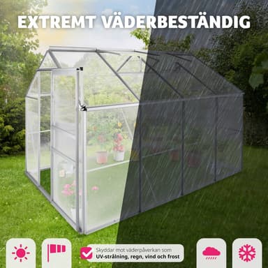 tectake Aluminiumväxthus med fundament - 250 x 185 x 195 cm
