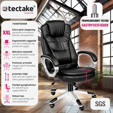 tectake Kontorsstol Zulu - svart