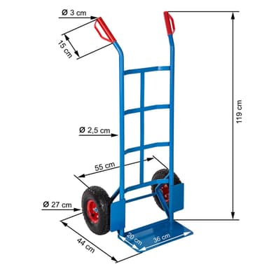 tectake Säckkärra med gummidäck - blå