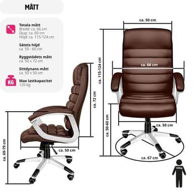 tectake Kontorsstol Paul - brun