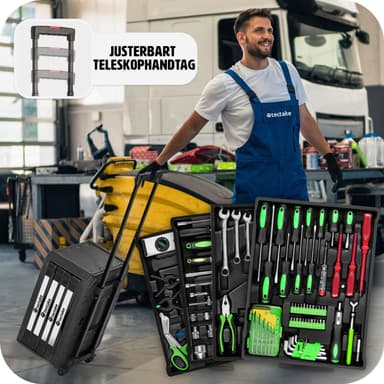 tectake Verktygslåda med 4 lådor 899 delar - svart