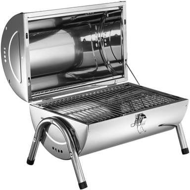 tectake Kolgrill i rostfritt stål - silver