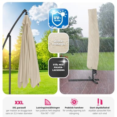 tectake Parasoll 350 cm - beige