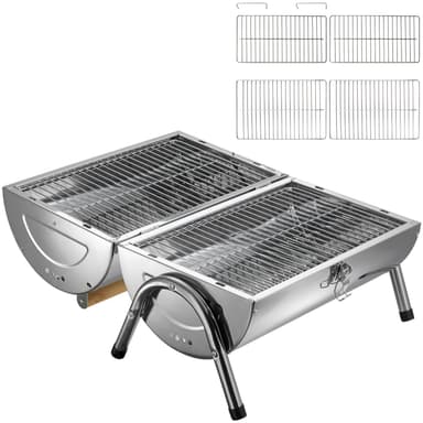 tectake Kolgrill i rostfritt stål - silver