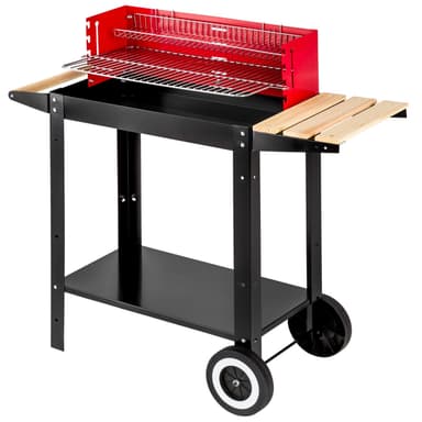 tectake Kolgrill med två hjul - svart/röd