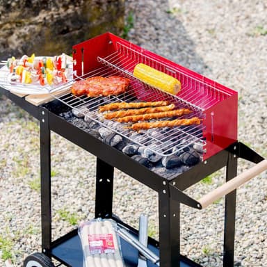 tectake Kolgrill med två hjul - svart/röd