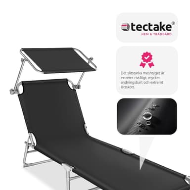tectake 2 solsängar med soltak - svart