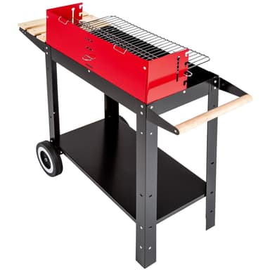tectake Kolgrill med två hjul - svart/röd