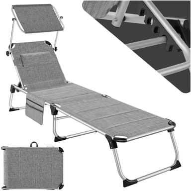 tectake Solstol Lorella, vadderad, hopfällbar - gråmelerad
