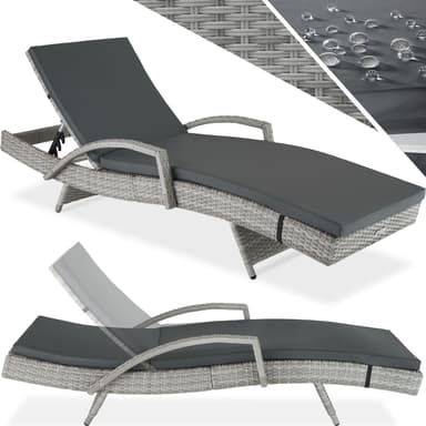 tectake Solsäng Océane i konstrotting med aluminiumram - ljusgrå