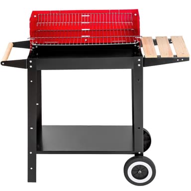 tectake Kolgrill med två hjul - svart/röd