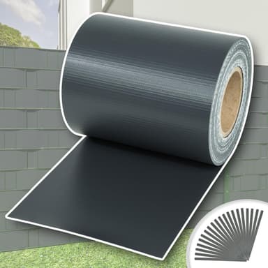 tectake PVC-skyddsfilm med fästklämmor - 35 m, antracit