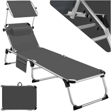 tectake Solstol Aurelie i aluminium, 6-stegs justerbar - grå