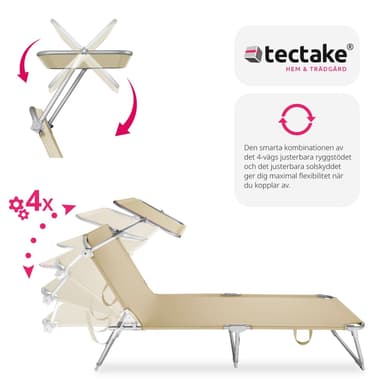 tectake Solsäng med soltak - beige
