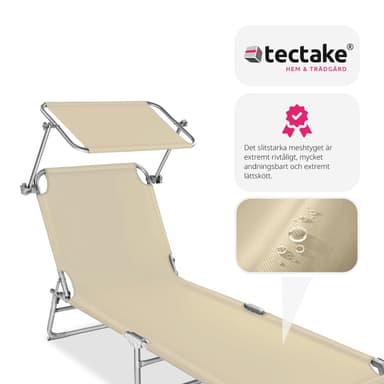 tectake Solsäng med soltak - beige