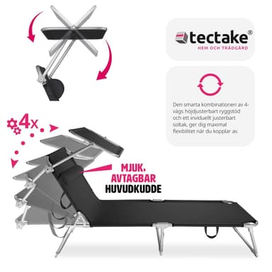 tectake 2 Solsängar Chloé - svart