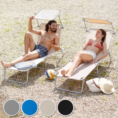 tectake Solsäng med soltak - beige