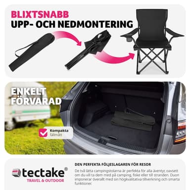 tectake 2 Campingstolar Gil - svart