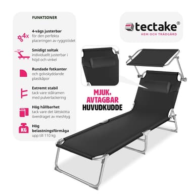 tectake 2 Solsängar Chloé - svart