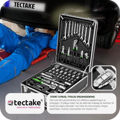 tectake Verktygslåda på hjul 1200 delar - svart