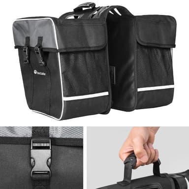 tectake Cykelväska med reflexränder 35 l - svart
