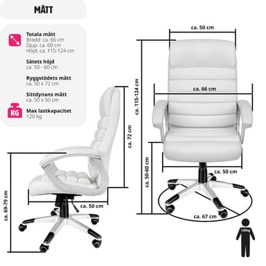 tectake Kontorsstol Paul - vit