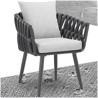 tectake Stol Lugano i repdesign med aluminiumram - antracit