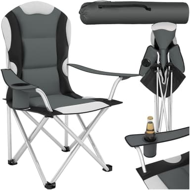 tectake Campingstol med stoppad dyna, hopfällbar - grå
