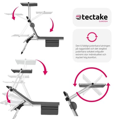 tectake Solstol Lorella, vadderad, hopfällbar - grå