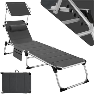 tectake Solstol Lorella, vadderad, hopfällbar - grå