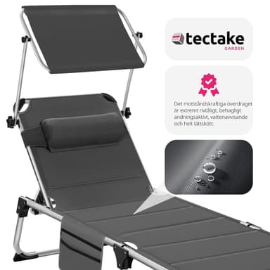 tectake Solstol Lorella, vadderad, hopfällbar - grå