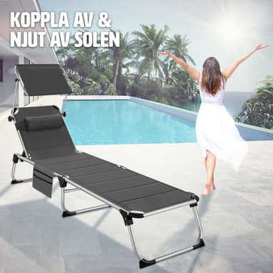 tectake Solstol Lorella, vadderad, hopfällbar - grå