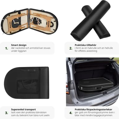 tectake 3-zons oval massagebänk med 5 cm stoppning, kuddar och träram - svart
