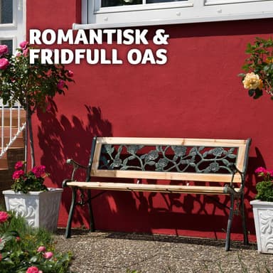 tectake Trädgårdsbänk Marina Sittbänk 2-sits av trä och gjutjärn 124x52x74cm - brun