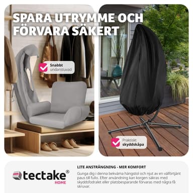 tectake Hängstol Anika med stativ och dyna, 160 kg - ljusgrå