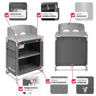 tectake Campingkök Premium med 2 fack - grå