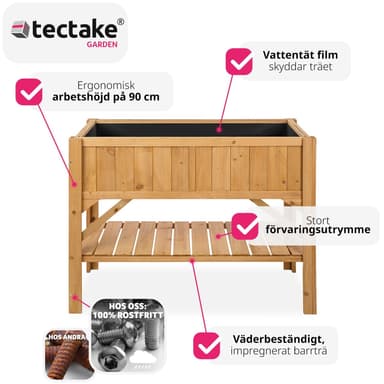 tectake Planteringslåda med förvaring - brun